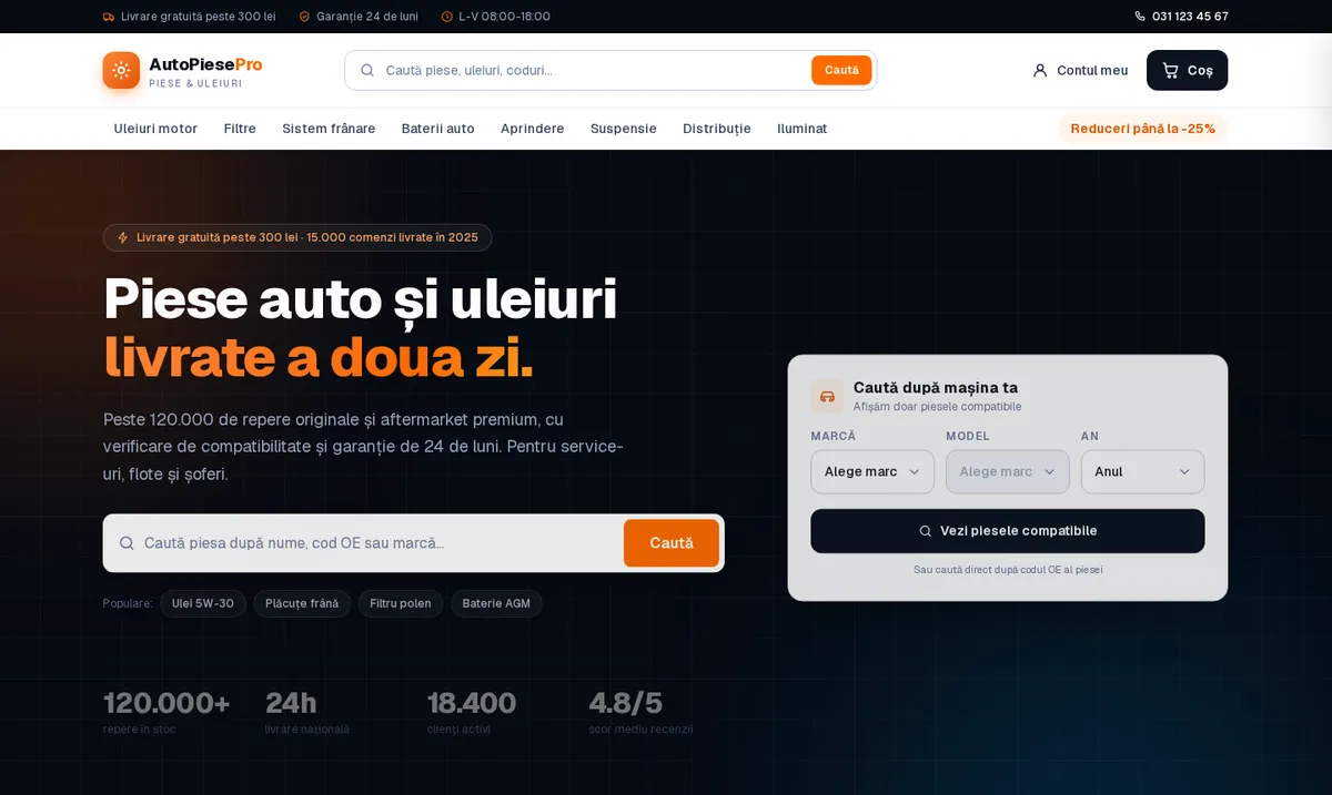Captură din magazinul online demo AutoPiese Pro